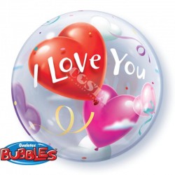 Balon 22'' serce I Love You bubble 55cm walentynki