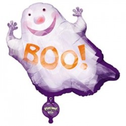 Balon foliowy fioletowy duszek Boo! na Halloween