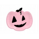 Różowe talerzyki jednorazowe dynie na halloween - 2