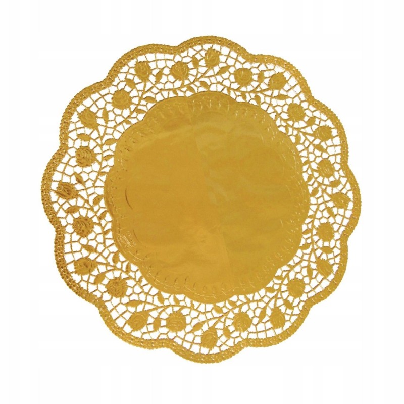 Serwetki ozdobne złote podkład pod tort 36cm 4 szt - 1