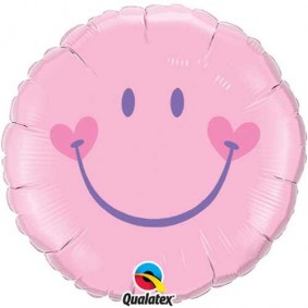 Balon foliowy 45cm uśmiechnięta twarz różowy 1szt - 1