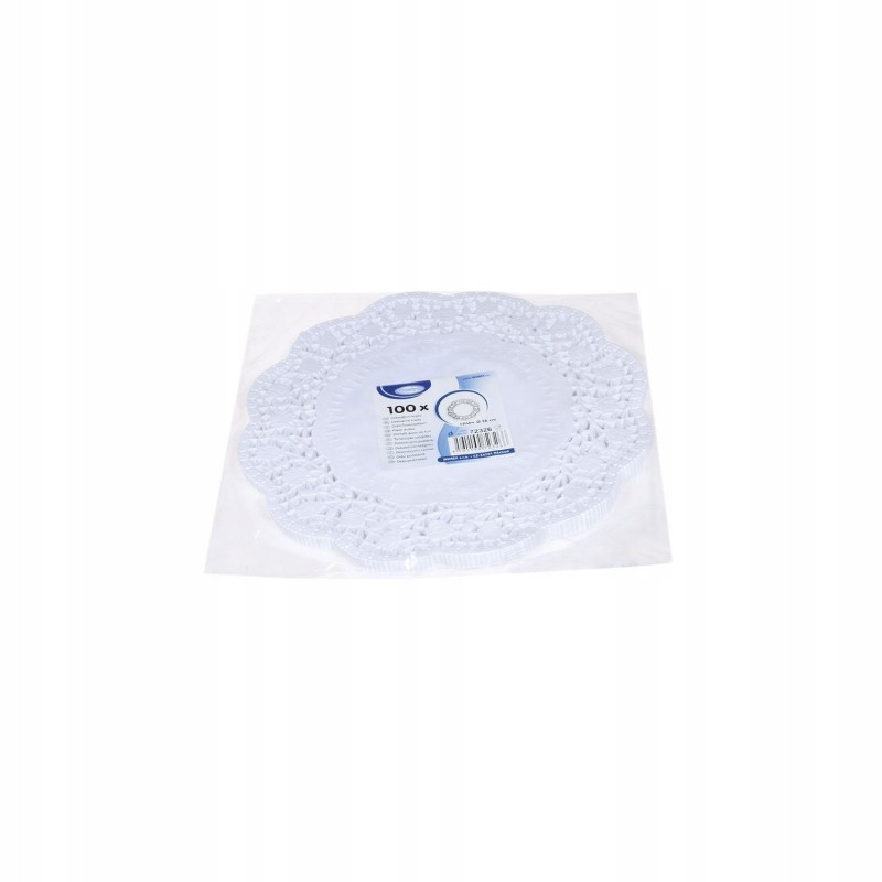 Serwetki ażurowe okrągłe papierowe białe 26cm 100x - 2