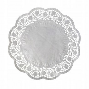 Serwetki ażurowe okrągłe papierowe białe 38cm 100x - 1