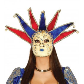 Maska wenecka damska bogato zdobiona dzwonkami - 1