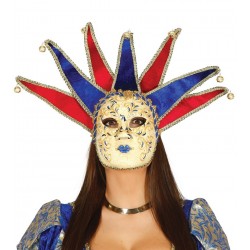 Maska wenecka damska bogato zdobiona dzwonkami