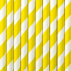 Rurki papierowe jednorazowe białe w żółte paski - 2