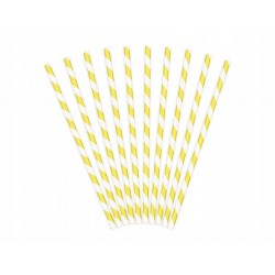 Rurki papierowe jednorazowe białe w żółte paski - 1