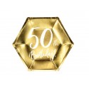 Talerze papierowe jednorazowe urodziny 50 złote - 1