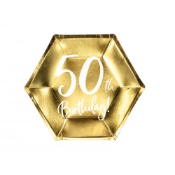 Talerze papierowe jednorazowe urodziny 50 złote