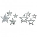 Ozdoba metalowa gwiazda z cekinami biało srebrna 38x05cm - 1