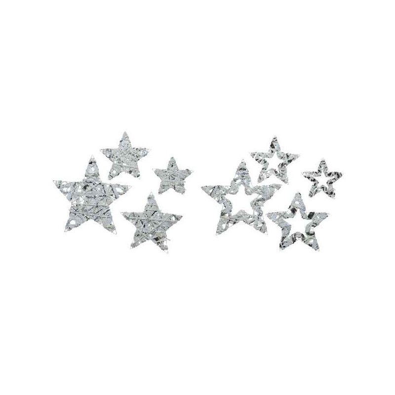 Ozdoba metalowa gwiazda z cekinami biało srebrna 38x05cm - 1