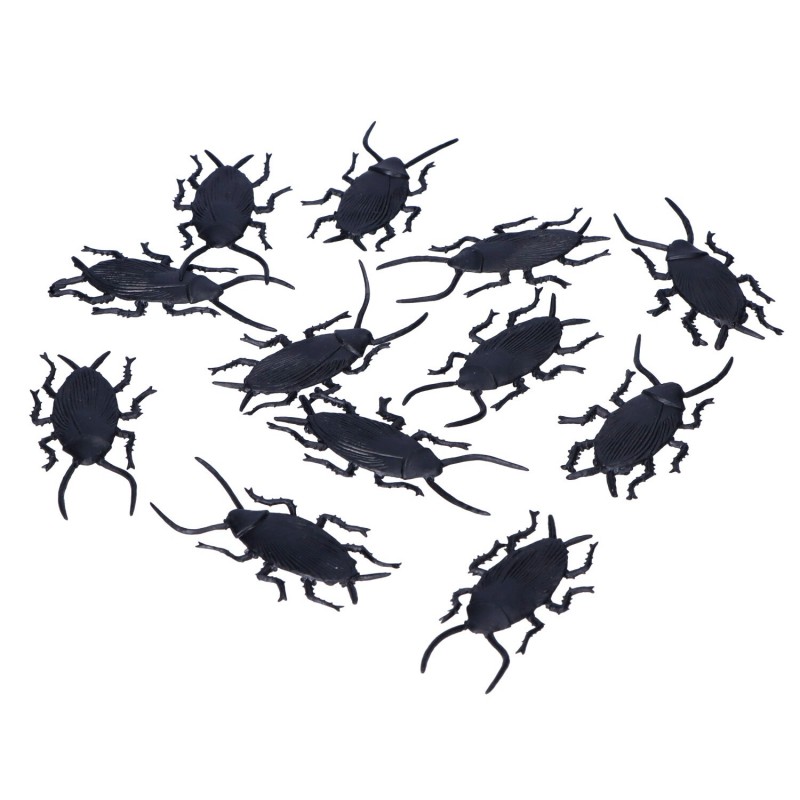 Sztuczne chrząszcze robaki plastikowe na halloween 7cm 12szt - 1