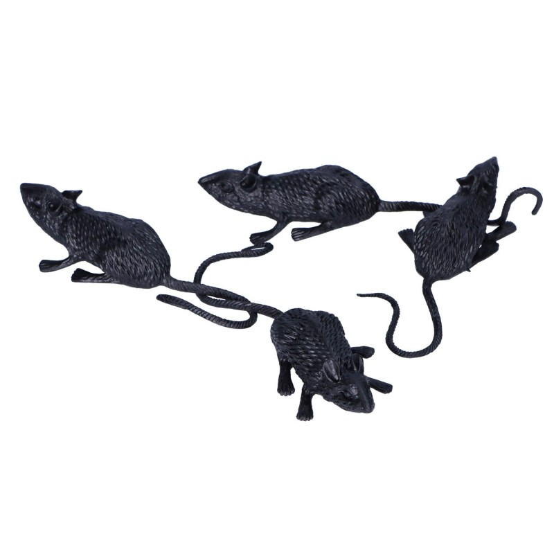 Szczury plastikowe zestaw sztucznych gryzoni na Halloween 6cm 4 sztuki - 2