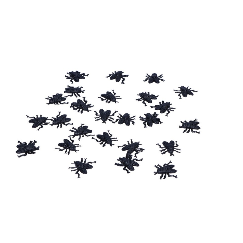Sztuczne muchy plastikowe czarne dekoracje do pajęczyn 2cm 24 sztuk - 2