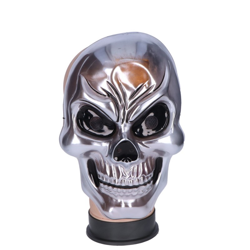 Maska czaszka kościotrup srebrna metaliczna 3D - 2