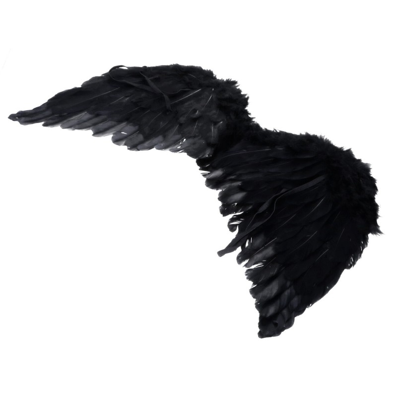 Skrzydła anioła czarne z piór duże przebranie - 3