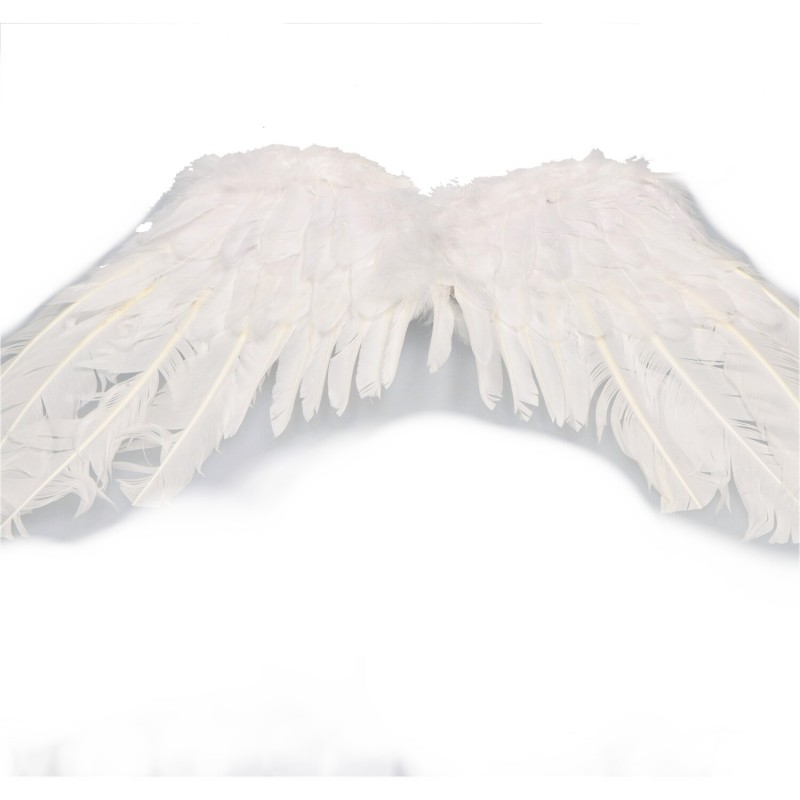 Skrzydła anioła na gumce białe z piór piórka anioł - 3