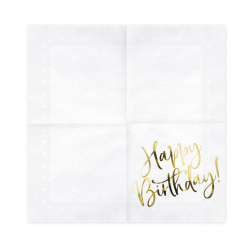 Serwetki papierowe jednorazowe złote urodzinowe  - 1