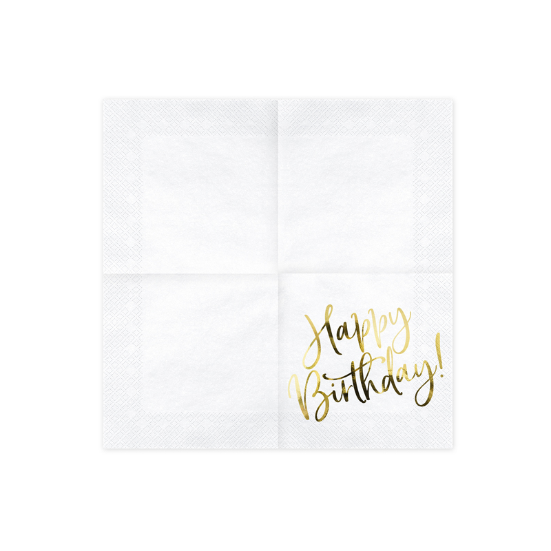 Serwetki papierowe jednorazowe złote urodzinowe  - 1