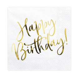 Serwetki papierowe jednorazowe złote urodzinowe  - 2