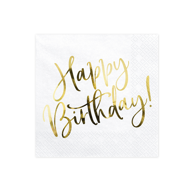 Serwetki papierowe jednorazowe złote urodzinowe  - 2