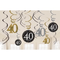 Spirale dekoracyjne złote 40 urodziny ozdoba - 1