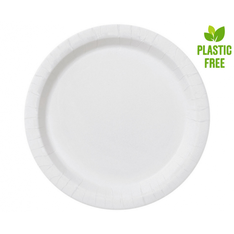 Jednorazowe talerze papierowe okrągłe eko białe - 2