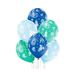 Balony lateksowe niebieskie Baby Shower na hel x6 - 1