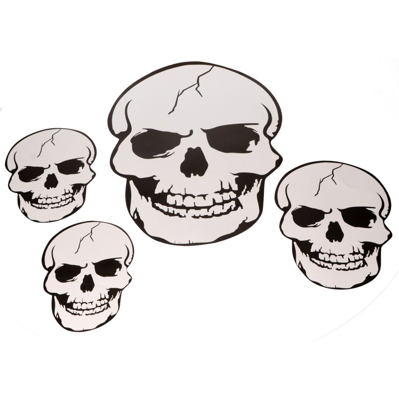 Halloweenowa dekoracja papierowa czaszka 20-45cm 4 szt. - 4