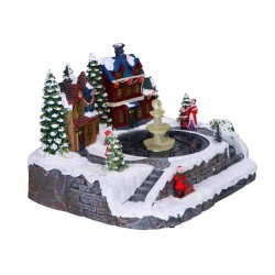 Miasteczko świąteczne led domki z fontanną 11 led 26x21x18cm - 7