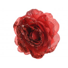 Sztuczna Róża na klipsie brokat poliestrowa - 1