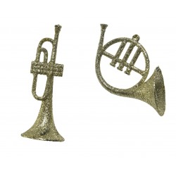 Instrument na choinkę trąbka świąteczna złota - 1