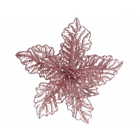 Brokatowa główka gwiazdy betlejemskiej pudrowy róż 23cm - 1