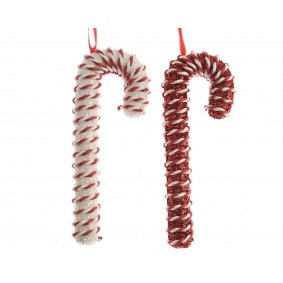 Zawieszka świąteczna laska cukrowa zakręcony sznurek biała czerwona - 2