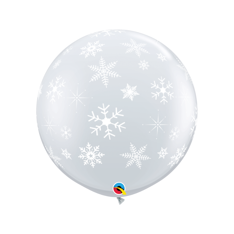 Balon 1M przezroczysty w płatki śniegu 2 szt. - 1