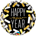 Balon foliowy 18 Happy New Year konfetti złoto-srebrne - 1