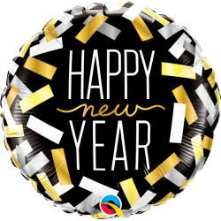 Balon foliowy Happy New Year konfetti złotosrebrne
