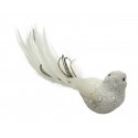 Ptaszek na klipsie biały z brokatem 4x17x4,5cm - 2