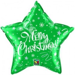 Balon foliowy gwiazdka Merry Christmas zielona