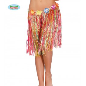 Spódnica hawajska z kwiatami 55cm kolorowa aloha - 1