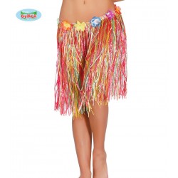 Spódnica hawajska z kwiatami kolorowa do kolan