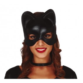 Maska kobieta kot czarna z uszkami dla dorosłych - 1