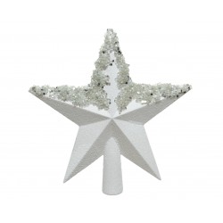Czubek gwiazda na choinkę biała zdobiona 20cm