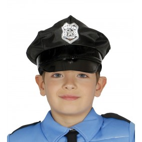 Czapka policjanta czarna z odznaką (dla dzieci) - 1