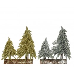 Mini drzewka choinki brokatowe złota srebrna 28cm
