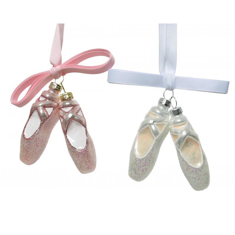 Bombka buty baletnicy róż/biała 2x2x7,5cm 2szt - 2