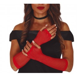 Rękawiczki kabaretki czerwone z siatki rękawice