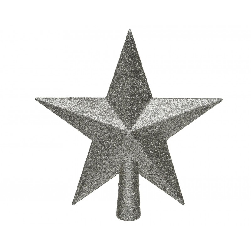Gwiazda na choinkę ciepły szary brokat 4.2x19x19cm.
 - 1