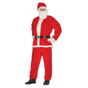 Strój dla dorosłych Mikołaj (bluza, spodnie, czapka, broda, pasek) - 1