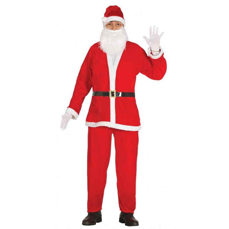 Strój dla dorosłych Mikołaj roz.L (bluza, spodnie, czapka, broda, pasek) - 1